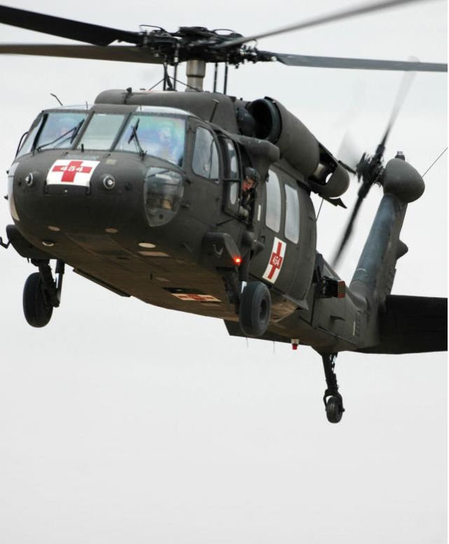 UH60 Airborne showing front and side